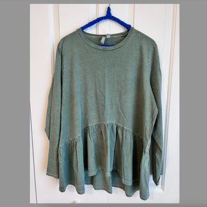 ASOS 100% Cotton Long-Sleeve T-Shirt w/ High-Low Peplum